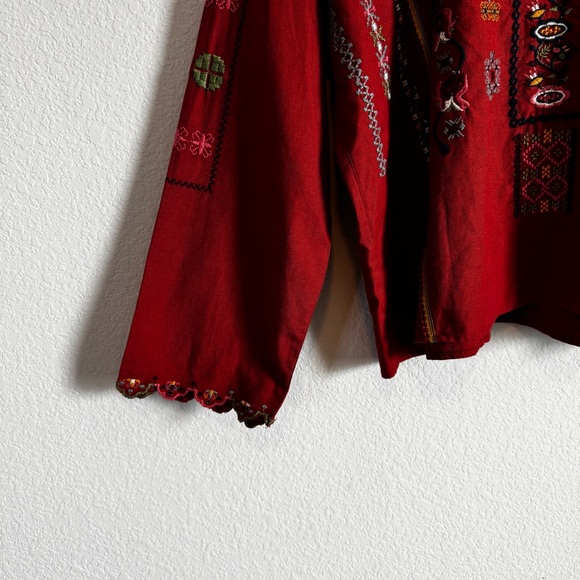 Zara Women's Floral Embroidered Split Neck Scalloped Detail Tunic Top Size XS - Picture 2 of 11